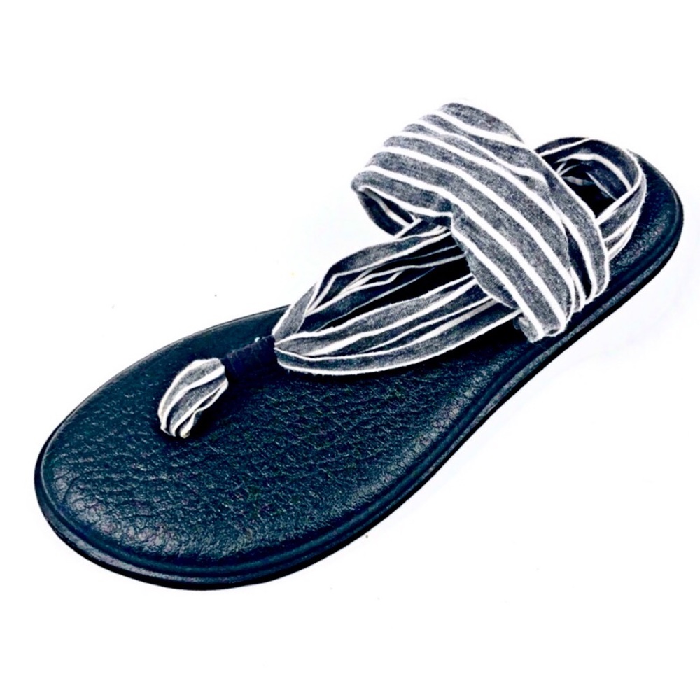 Sanuk Gray Striped Jersey Yoga May Sandals 7M